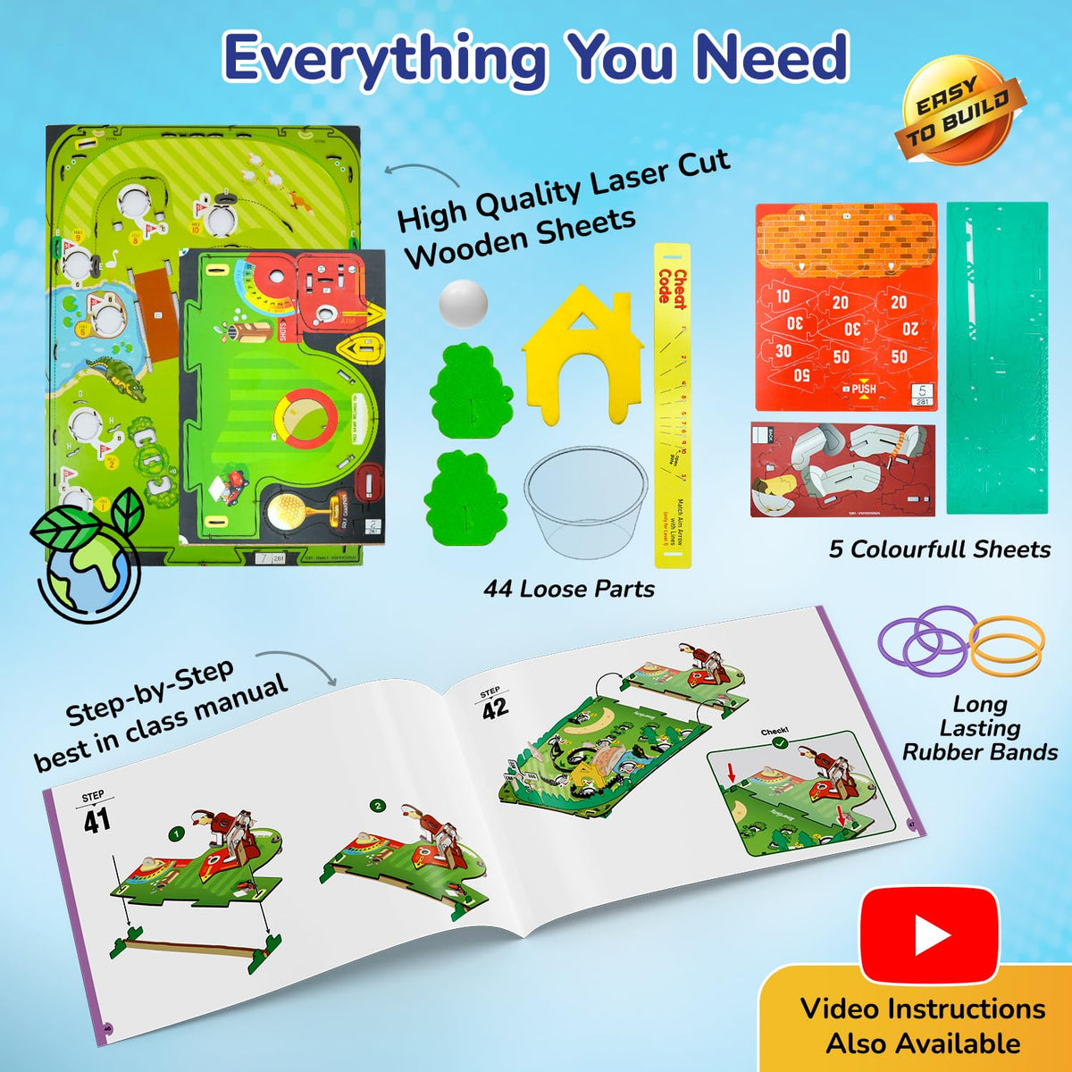Clear instruction manual for Smartivity mini golf table top game
