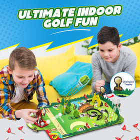 Child assembling Smartivity mini golf table top game, DIY setup