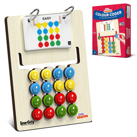 Smartivity Montessori Slide Puzzle cards show color patterns to match, boosting logic.