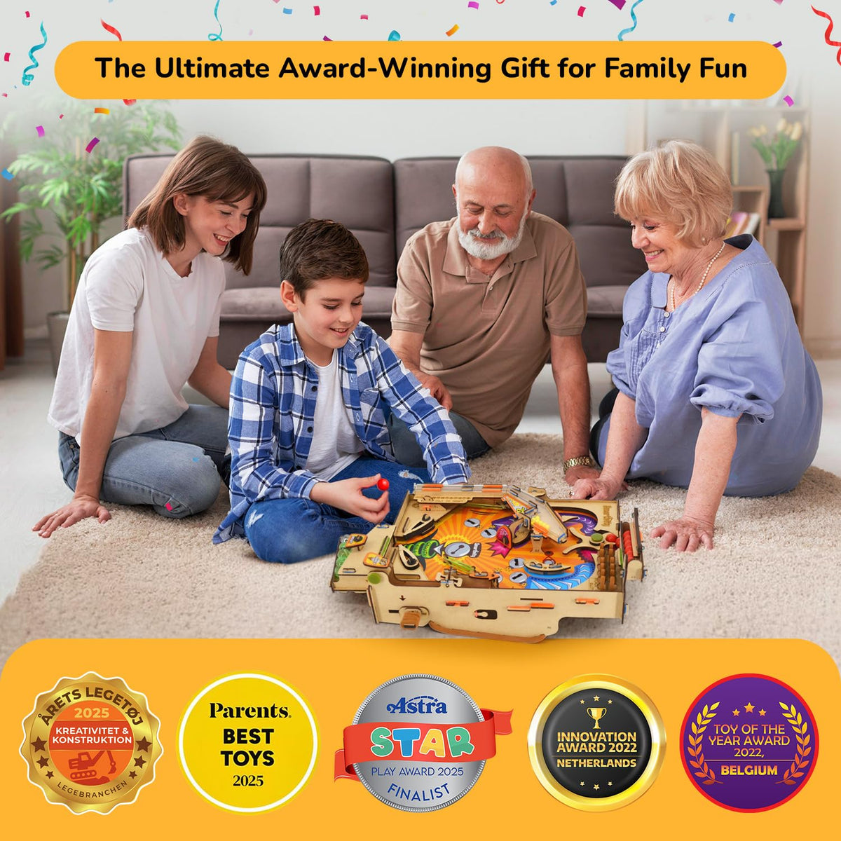 Smartivity Pinball Machine – gift-ready box signaling global award-winning STEM value.