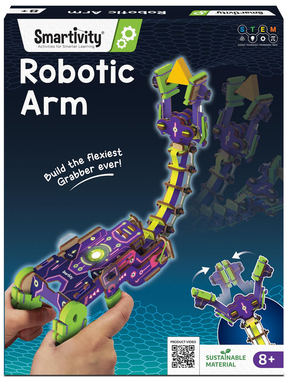 Smartivity robotic arm kit flexible neck assembly for hands-on STEM exploration.