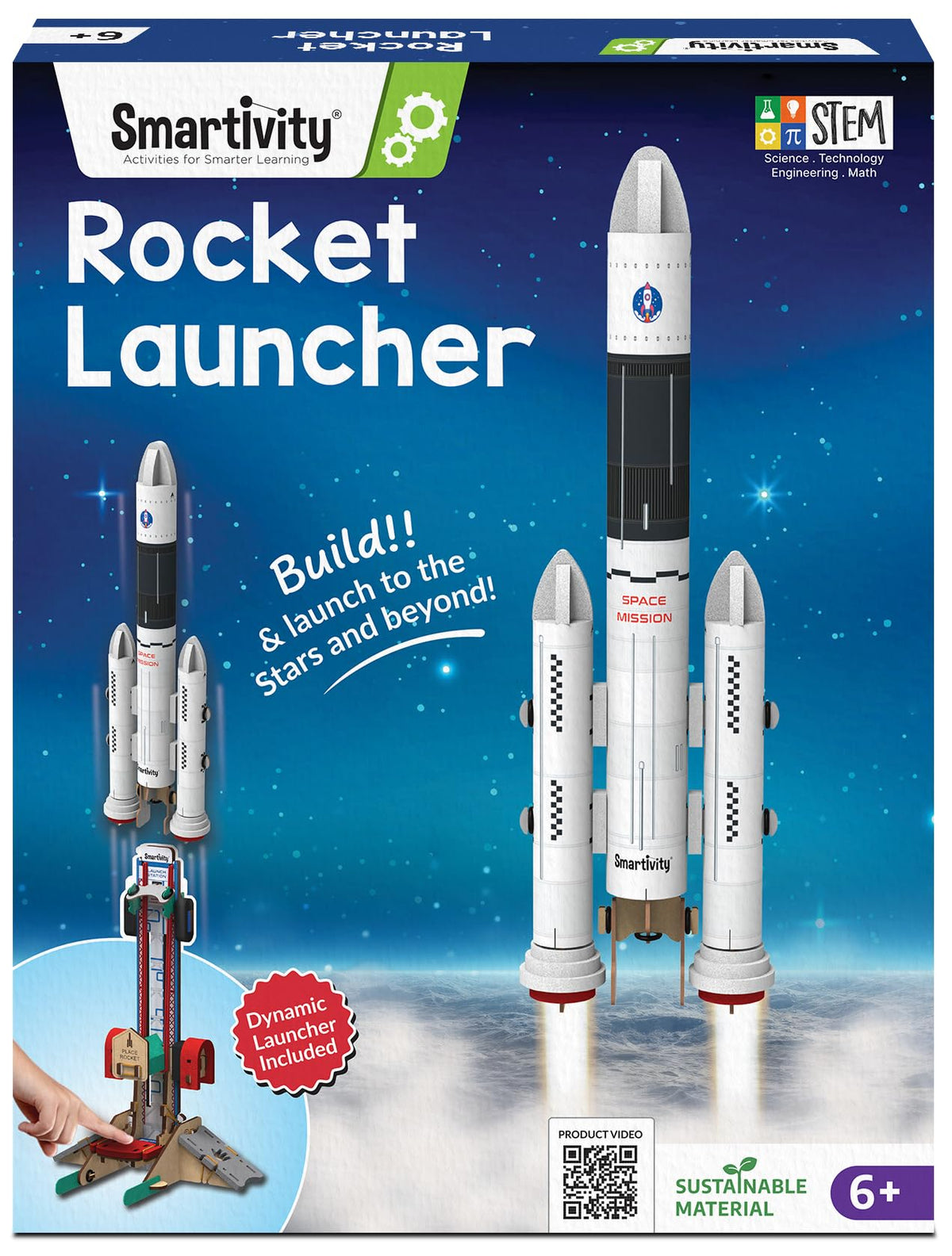 Smartivity Rocket Launcher Kit: the rocket ready for launch, perfect for hands-on STEM learning
