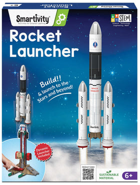 Smartivity Rocket Launcher Kit: the rocket ready for launch, perfect for hands-on STEM learning