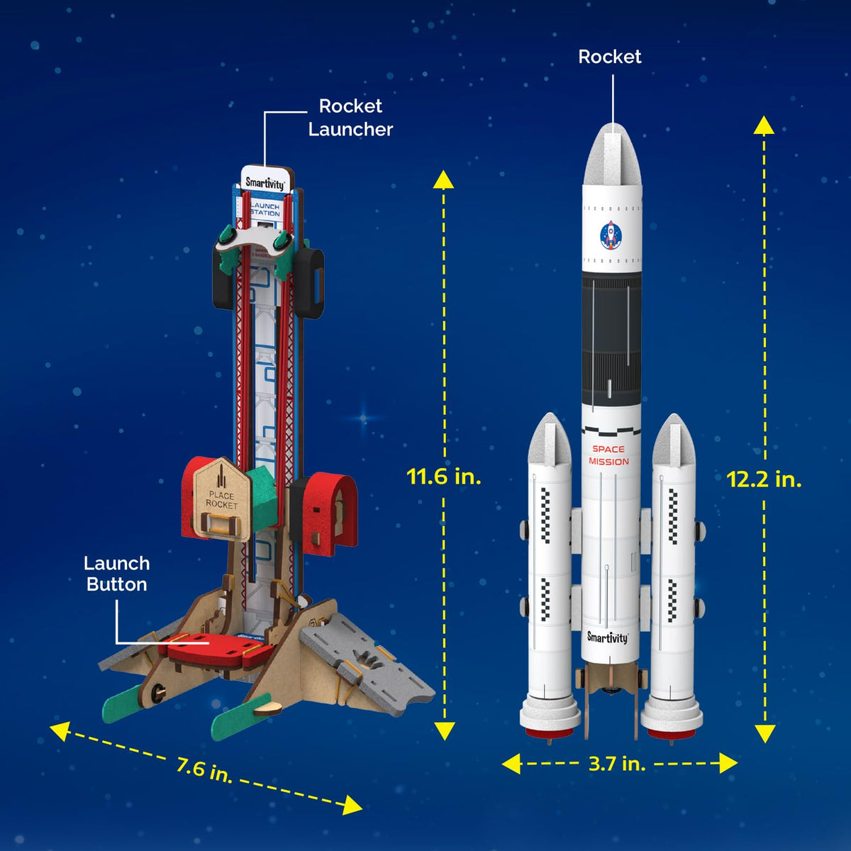 Smartivity Rocket Launcher Kit uses durable engineered wood for safe, durable play