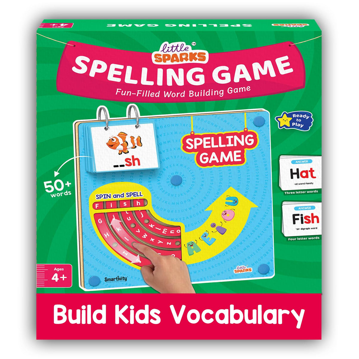 Smartivity spelling game with rotating letter wheels supports early phonics and word building