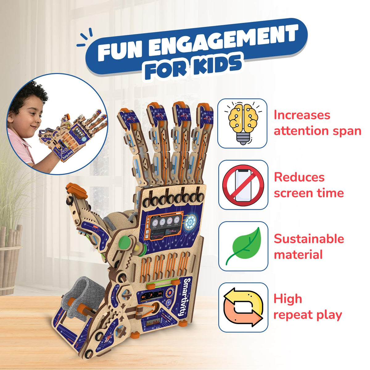 Smartivity step-by-step guide shown guiding young builders through each stage.