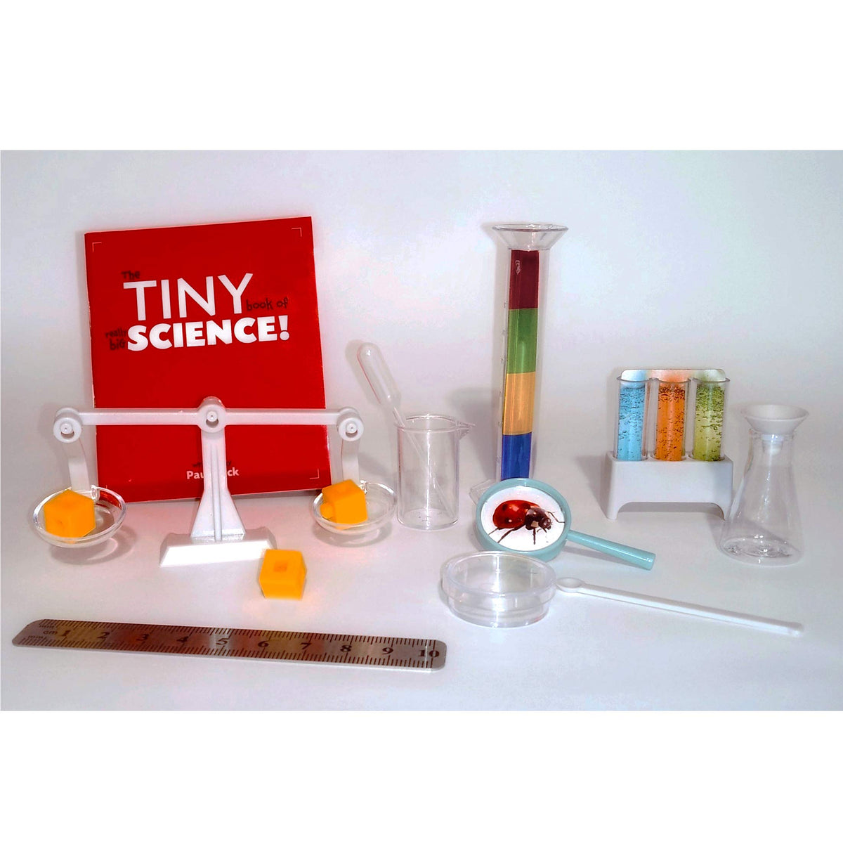 SmartLab Tiny Science instrument set with organized tin and tools for real experiments