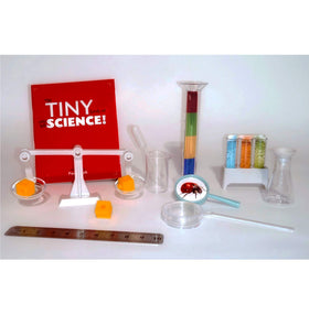 SmartLab Tiny Science instrument set with organized tin and tools for real experiments