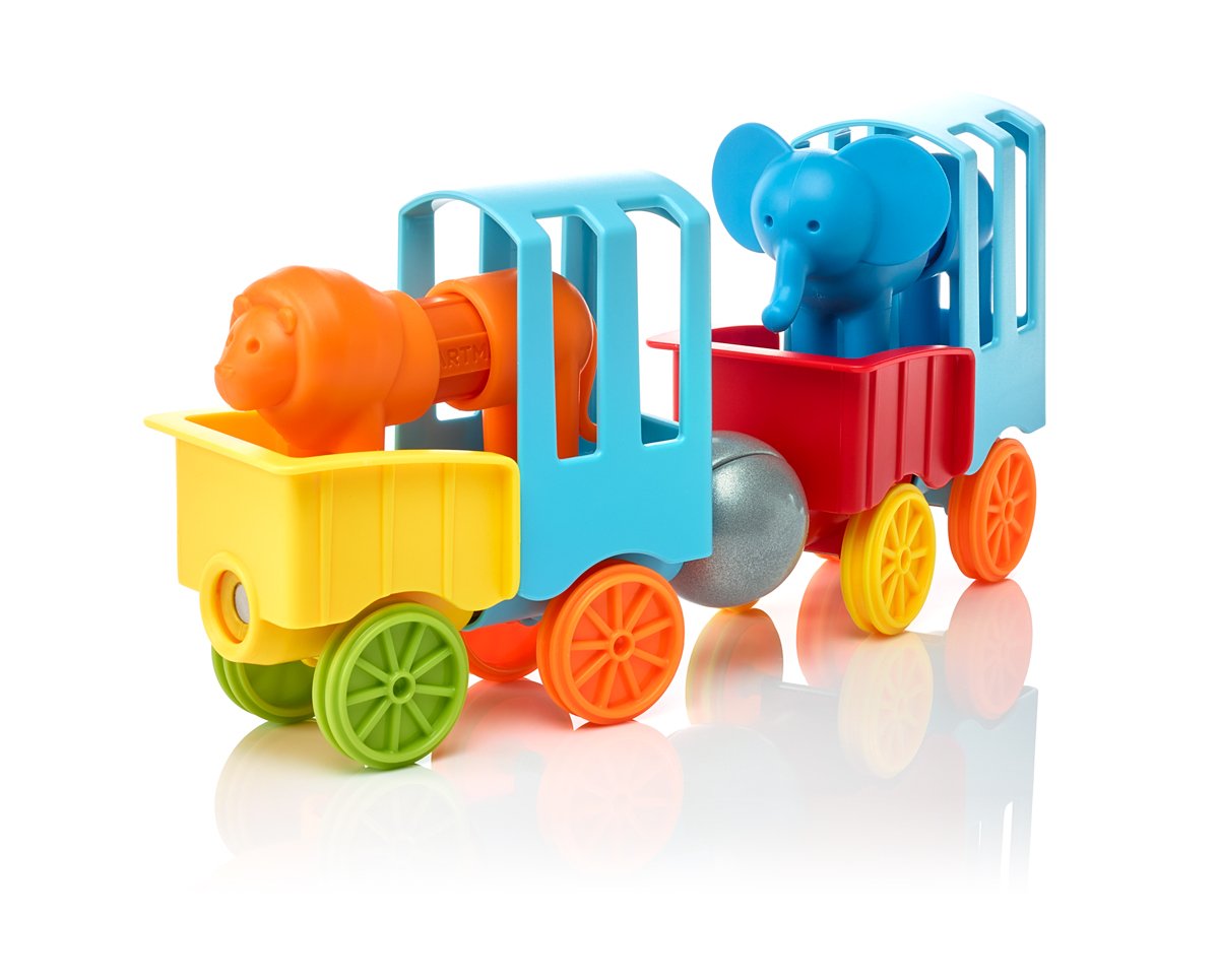 SmartMax My First Animal Train assembly pieces promote fine motor skills.