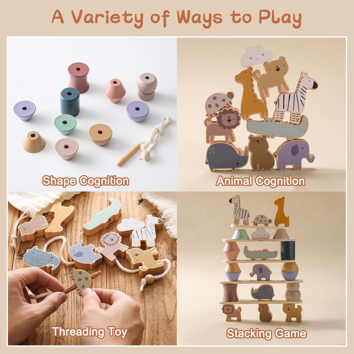 Smartwo animal stacking blocks balance game boosts sequencing and problem-solving during group play.