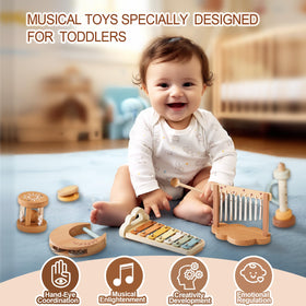 Smartwo baby montessori wooden trumpet enhances fine motor exploration