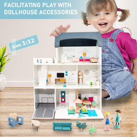 Smartwo dollhouse kitchen with opening fridge door for interactive play.