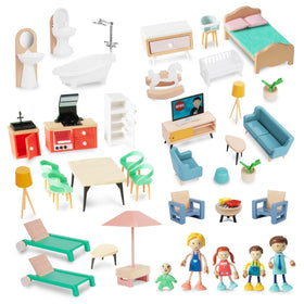 Smartwo dollhouse living room cabinet with drawers opens for realistic pretend play.
