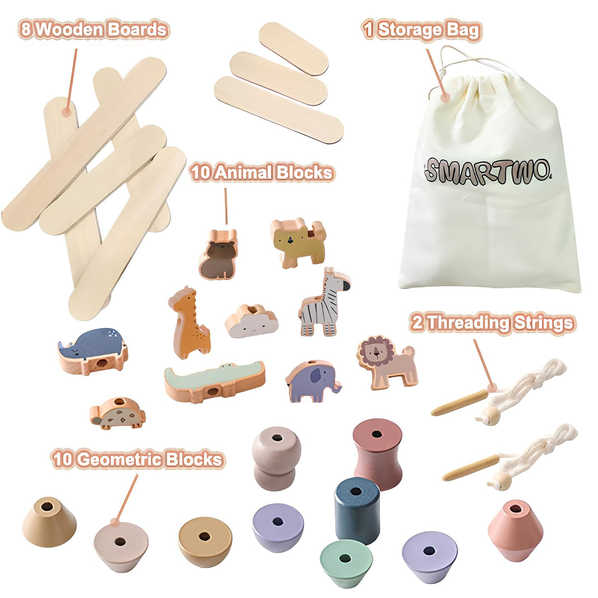Smartwo Montessori-inspired toy set suitable for early learning and fine motor skill development.