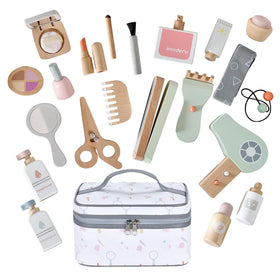 Smartwo wooden makeup toy set case promotes imaginative play and organization.