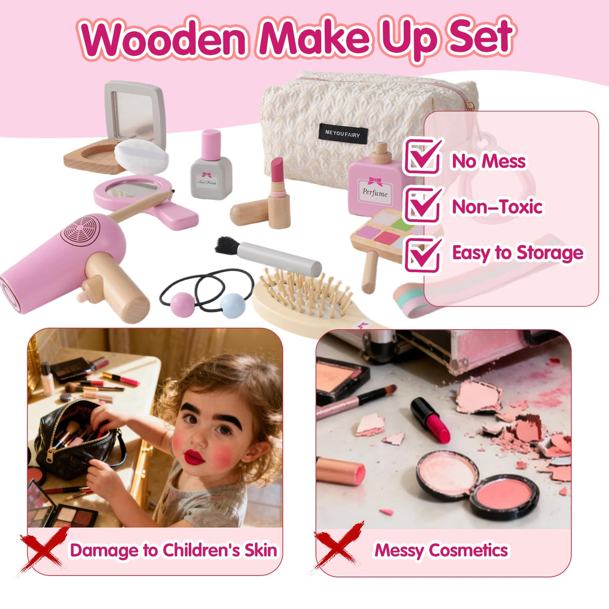 Smartwo makeup toy set mirror enhances reflective play and storytelling among kids