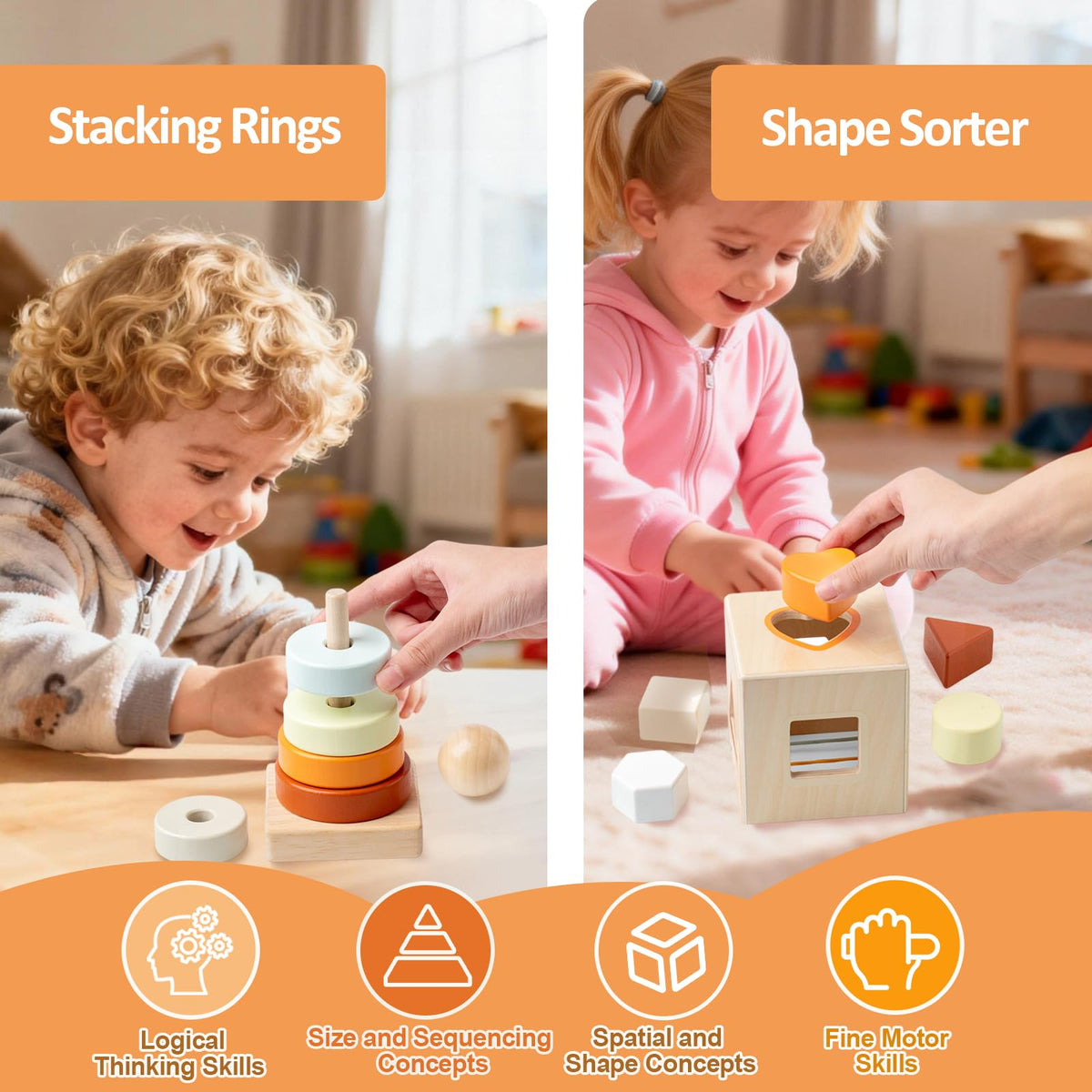 Smartwo rolling rattle invites shaking play to develop motor skills and curiosity