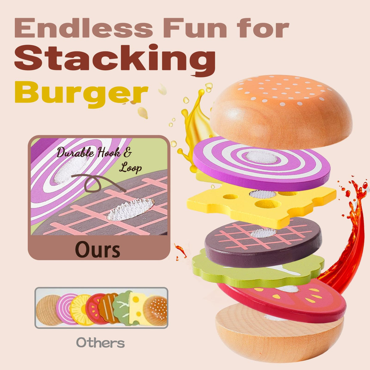 Smartwo wooden onion slice for realistic slicing play and fine motor practice.