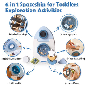 Smartwo wooden space toy bead maze enhances fine motor skills and hand-eye coordination.