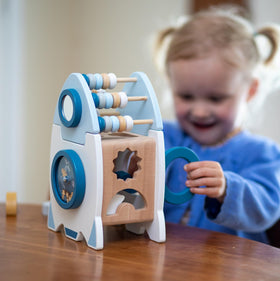 Smartwo wooden space toy block stacking encourages building and problem-solving.