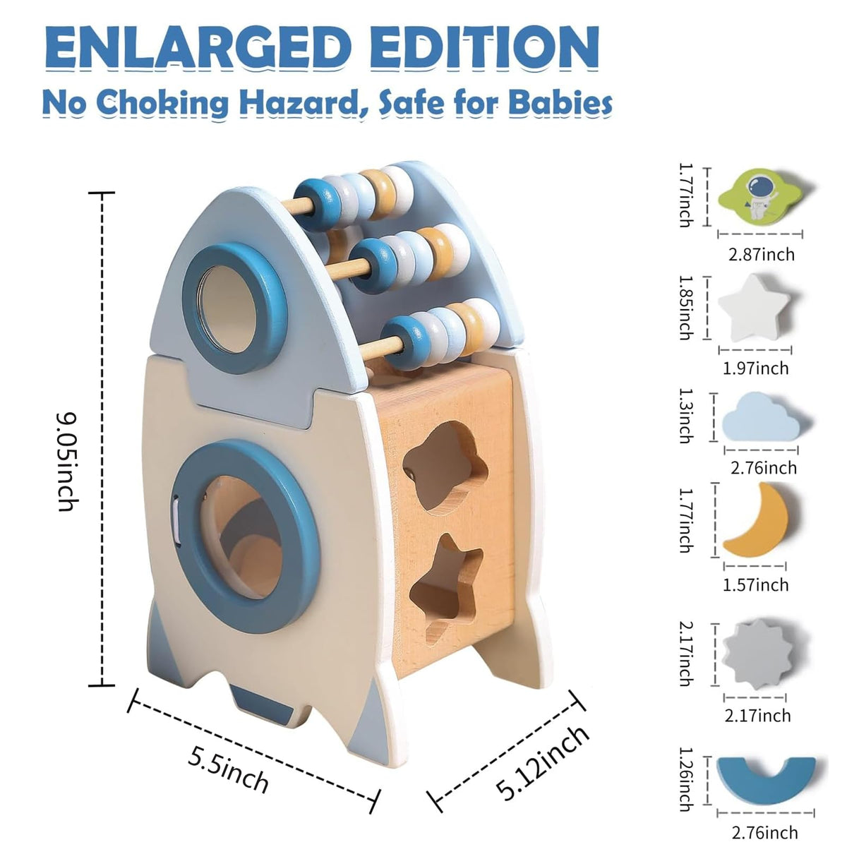 Smartwo wooden space toy opening doors invites cause-and-effect play.