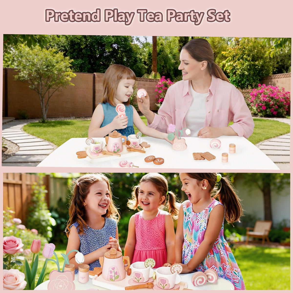 Smartwo wooden tea set seasoning bottles invite pretend flavor testing and role-play.