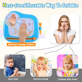 Smasiagon erasable sketch pad with 8.9 inch drawing area for repeat use.