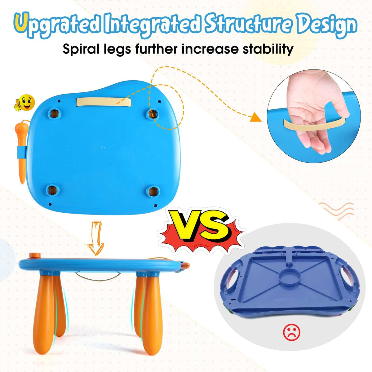 Smasiagon integrated pen and rope prevent loss during playtime.