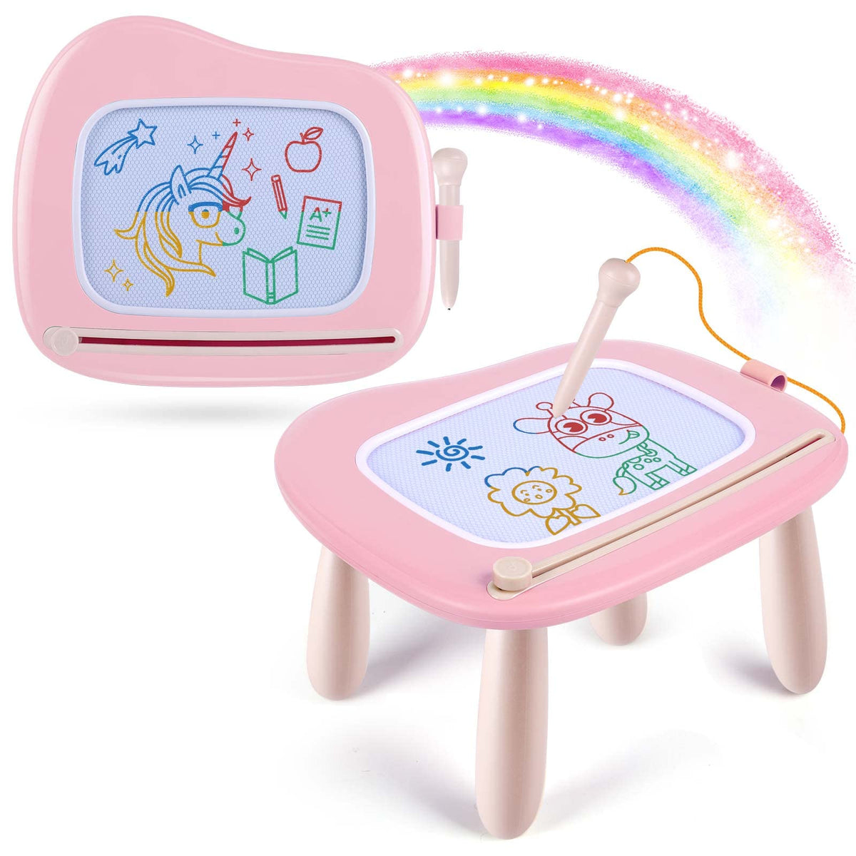 Smasiagon magnetic drawing board pink front view highlights portable doodle space for toddlers.