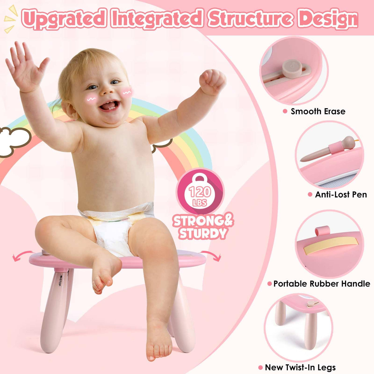Smasiagon Toddler Doodle Board detachable legs provide stable setup.