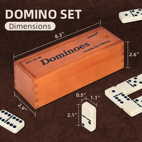Smilejoy deluxe brown wooden box keeps tiles organized and portable.