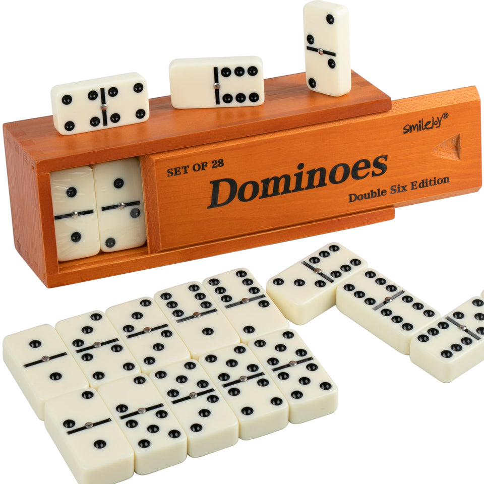 Smilejoy Double Six domino tiles with clear pips for easy, engaging play.