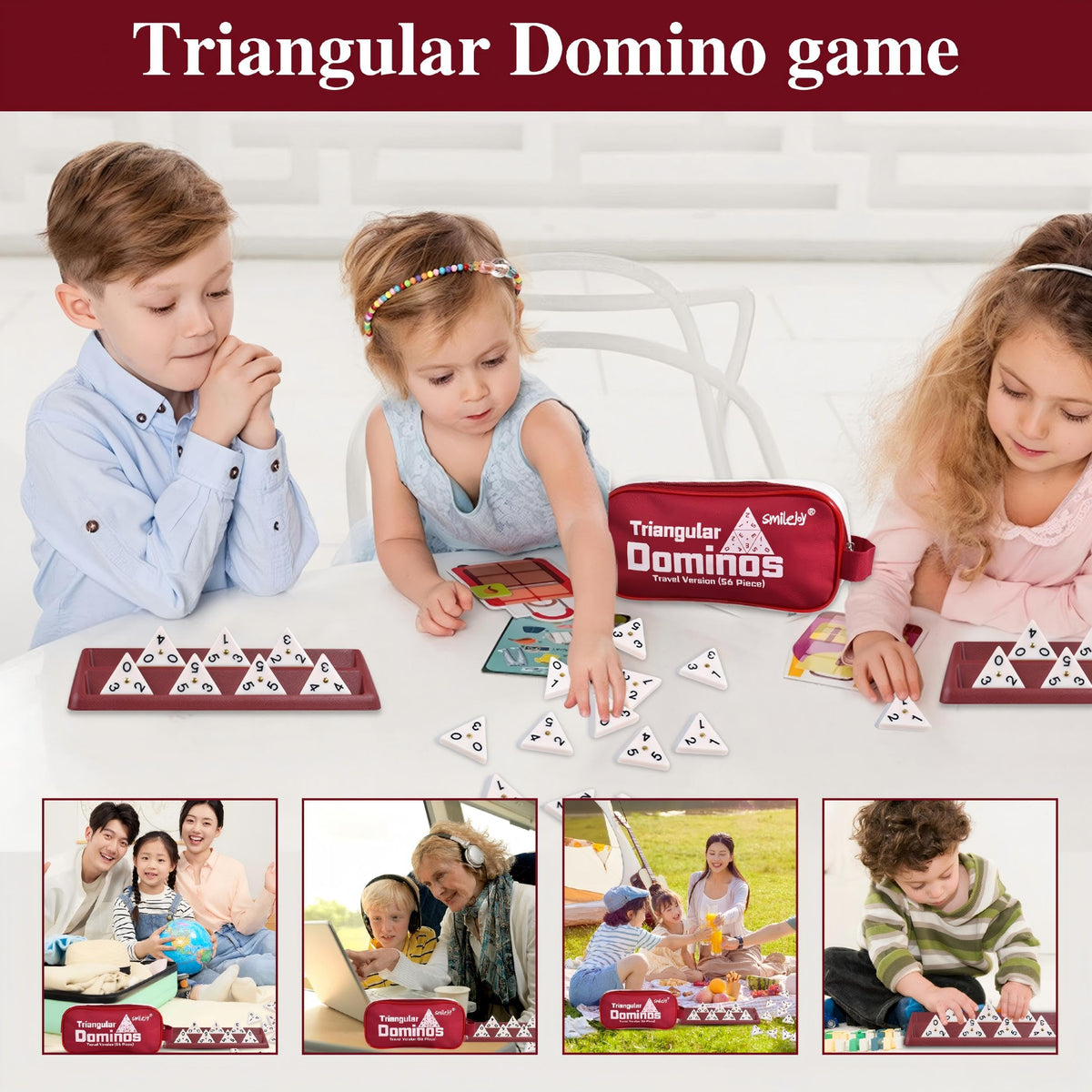 Smilejoy math-skills boost through hands-on triangle domino practice.