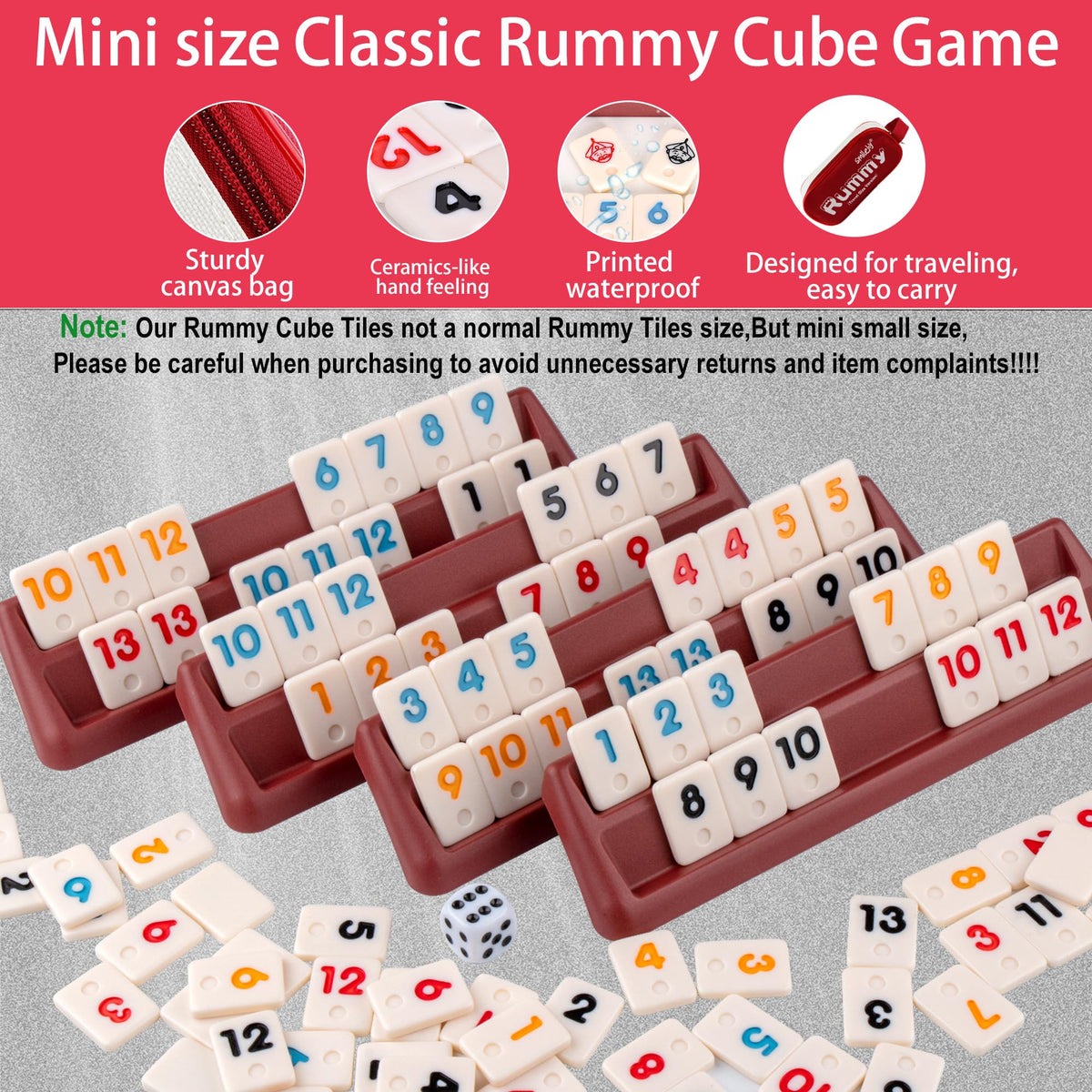 Smilejoy Mini Rummy Cube storage box keeps tiles organized.
