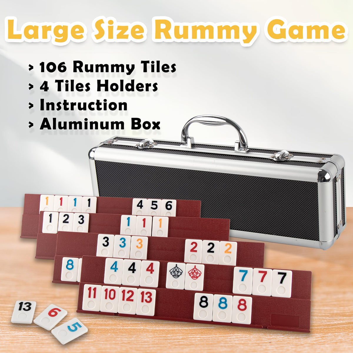 Smilejoy Rummy Cube durable tiles with vivid numbers for easy reading