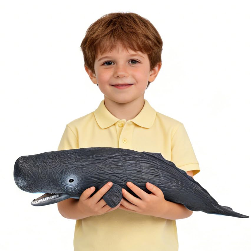 SmilerSmile Sperm Whale 15-inch body view, durable soft PVC for safe pretend play.