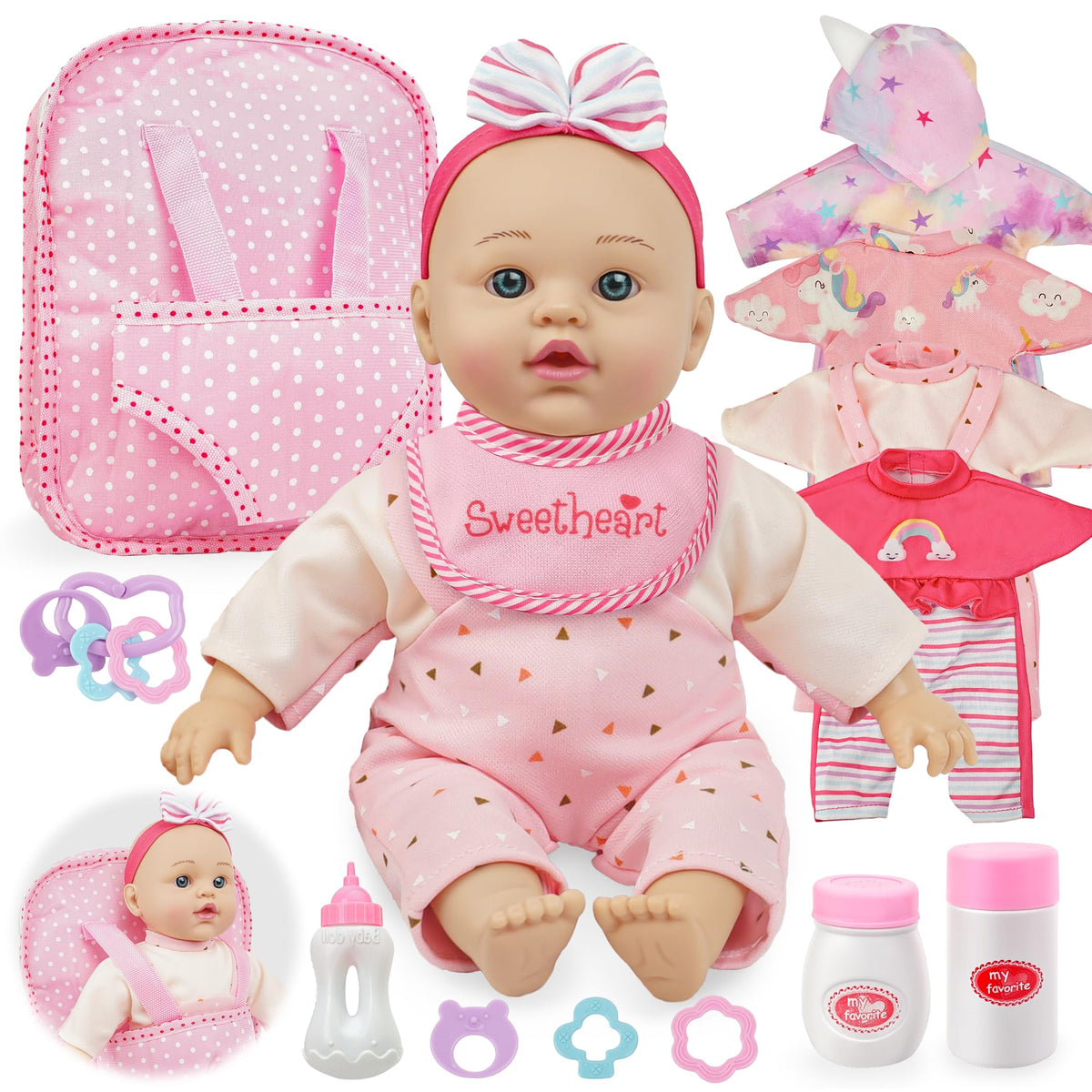 SMILESSKIDDO 12-inch soft baby doll for cuddling and imaginative play.