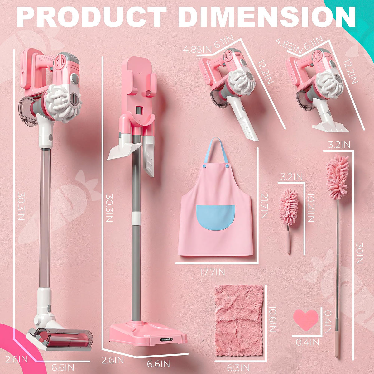 SMILESSKIDDO 3-in-1 toy vacuum heads for varied pretend messes