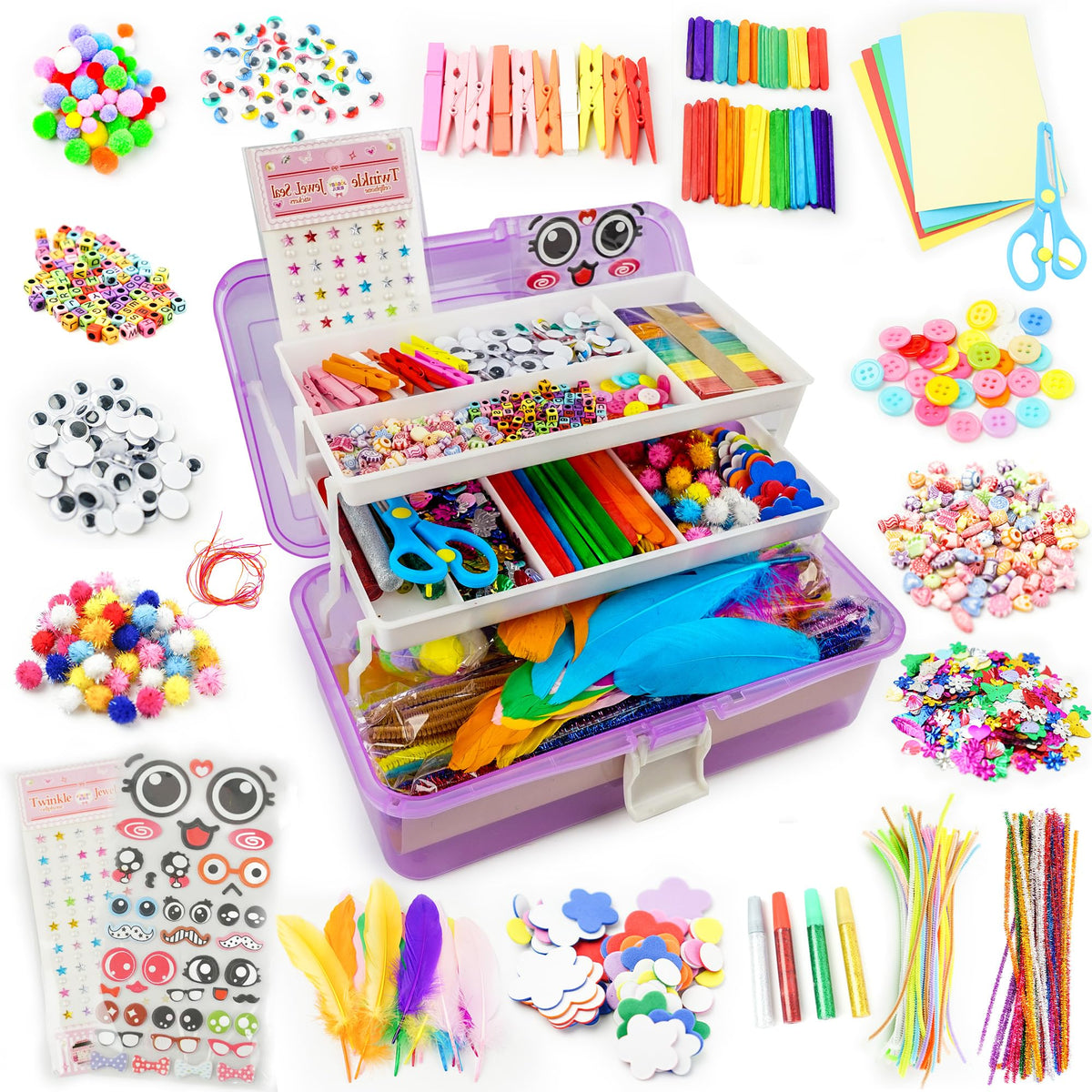 SMILESSKIDDO arts crafts kit contents spark creative, screen-free play for kids