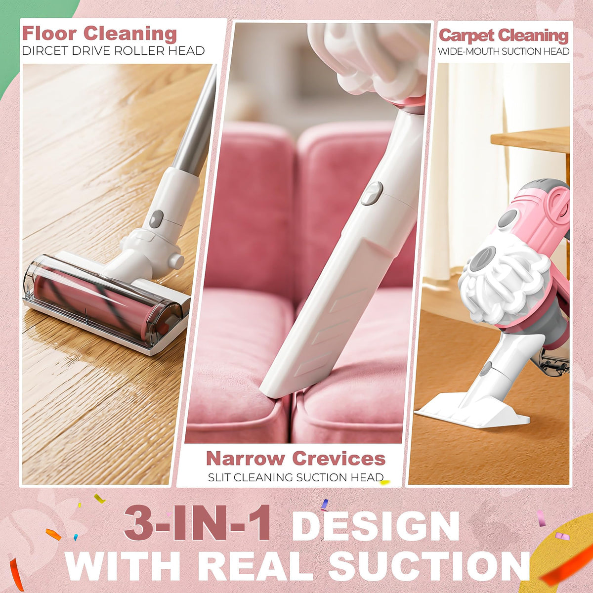SMILESSKIDDO cleaning set with stand, apron, duster, and cloth for complete role-play