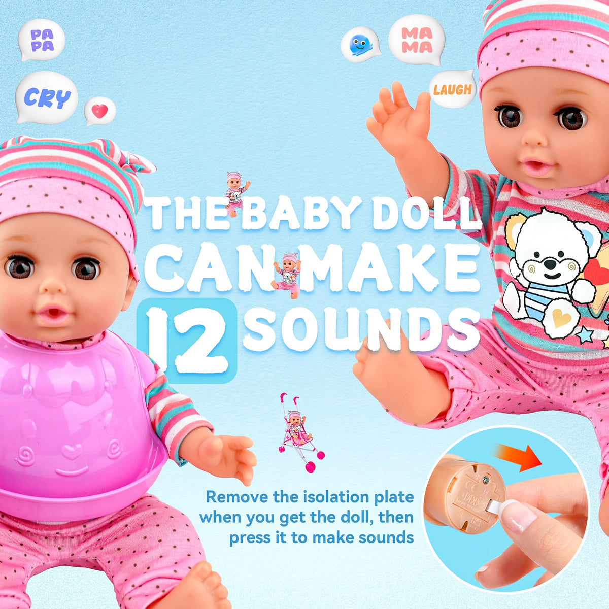 SMILESSKIDDO doll pacifier and bottle for realistic feeding pretend play.