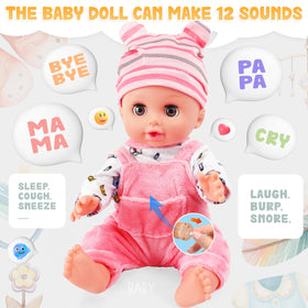 SMILESSKIDDO doll belly sounds enhance interactive pretend play.