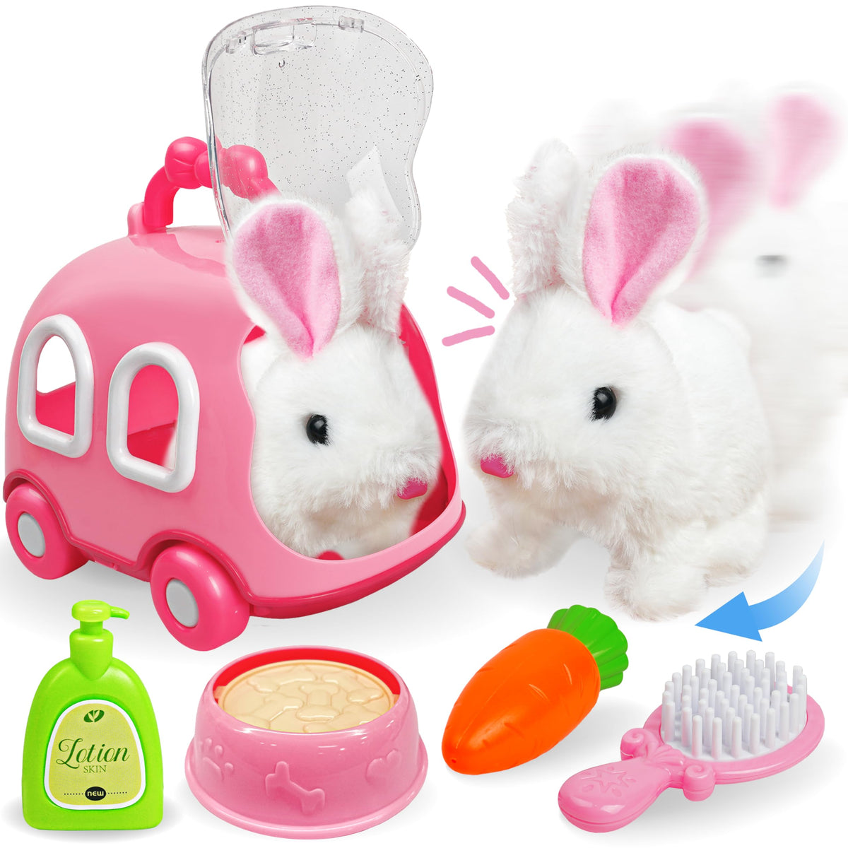 SMILESSKIDDO hopping bunny toy with motion and sounds for interactive play