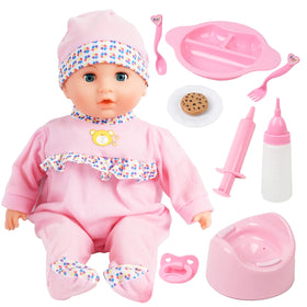 Smilesskiddo interactive pink 16-inch doll ready for imaginative play and cuddling.