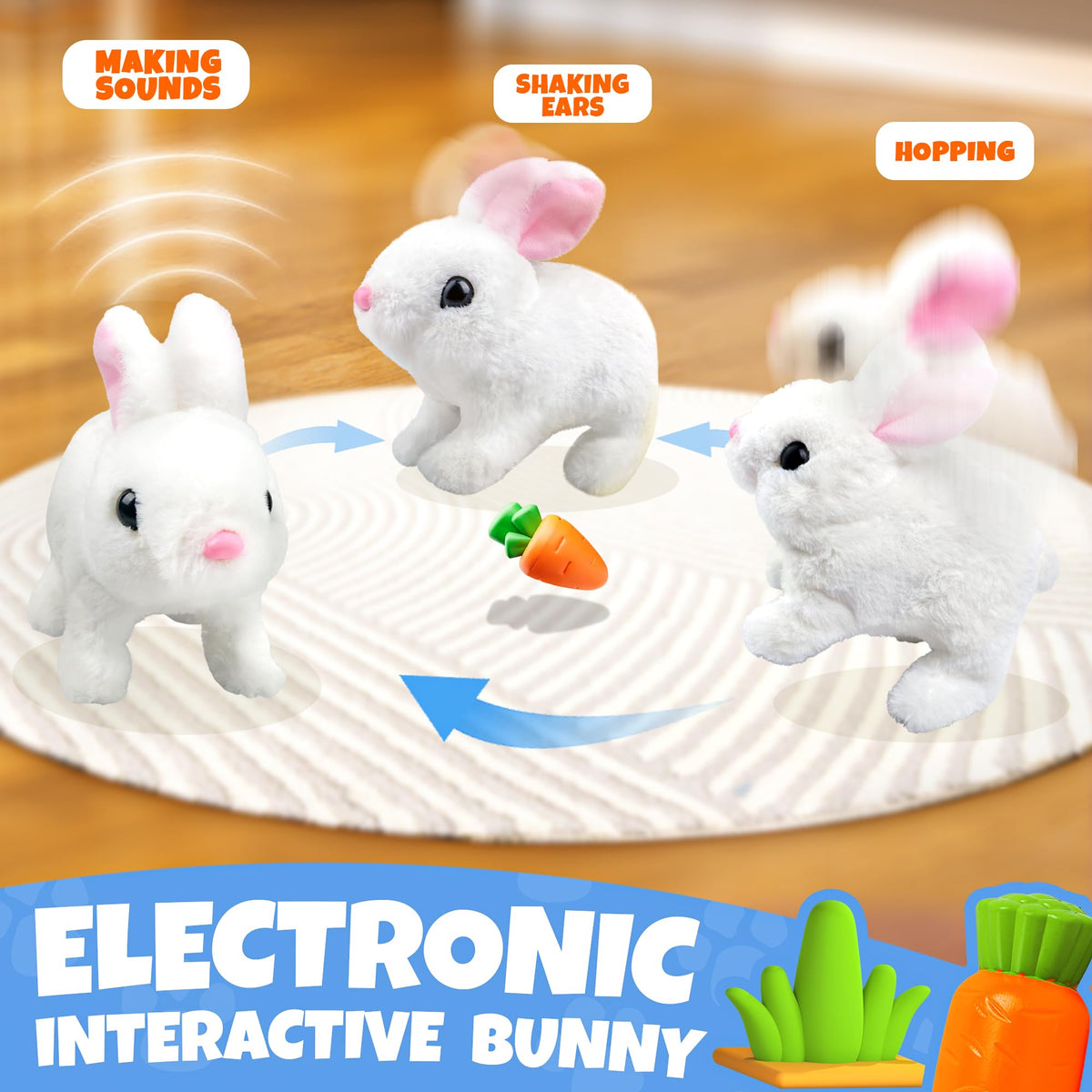 SMILESSKIDDO bunny with wiggle ears and nose for engaging pretend play.
