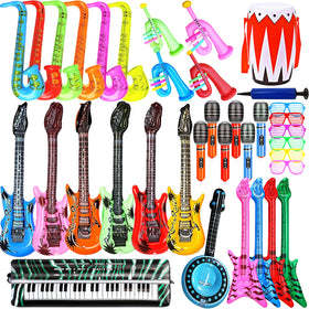 Smilixin inflatable guitar prop at 38 inches for a vibrant party stage.
