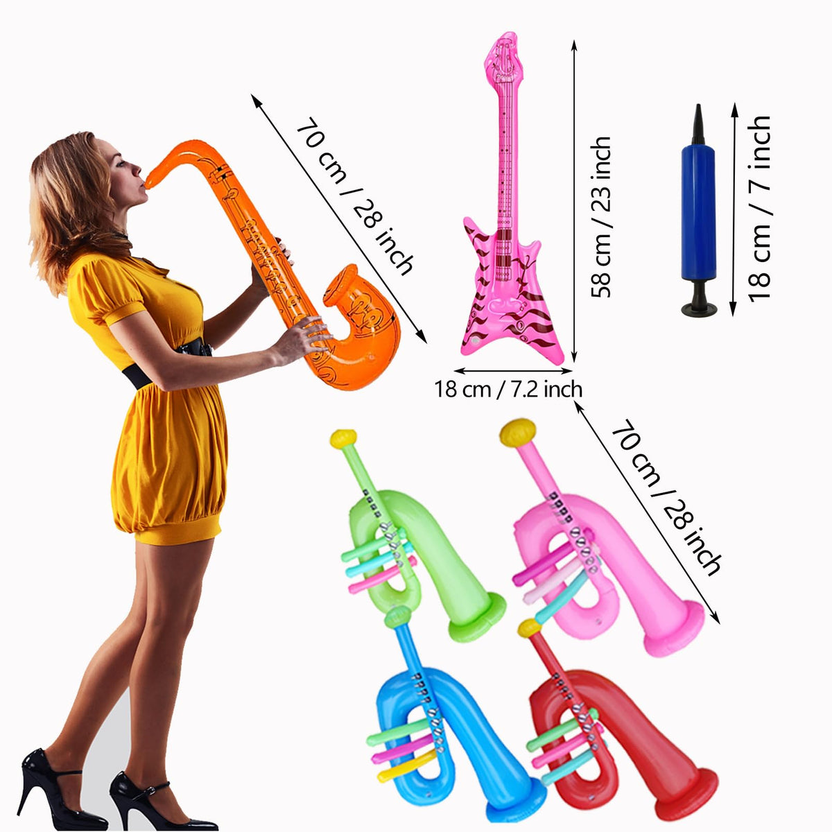 Smilixin inflatable shutter sunglasses complete the rock vibe for photos.