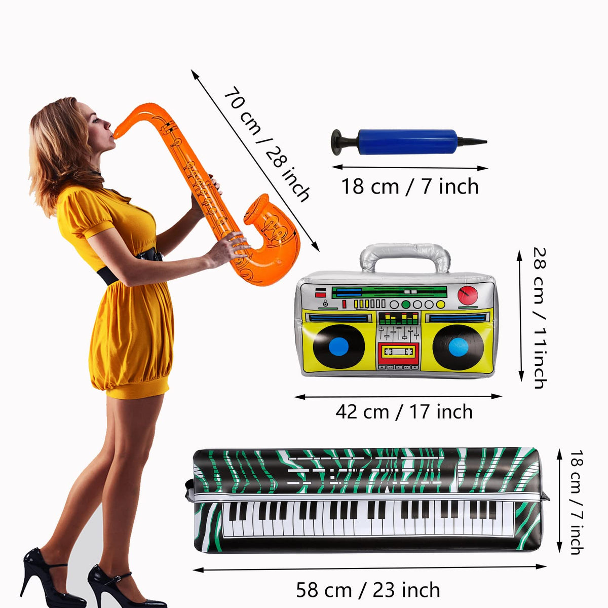 Smilixin inflatable saxophone as colorful prop for music-themed party