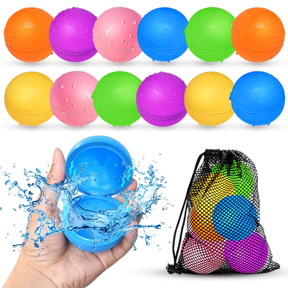 Smirodi 12pcs reusable water balloons ready for endless splash fun at poolside