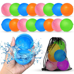 Smirodi 16Pcs reusable water balloons pack for endless pool and beach fun